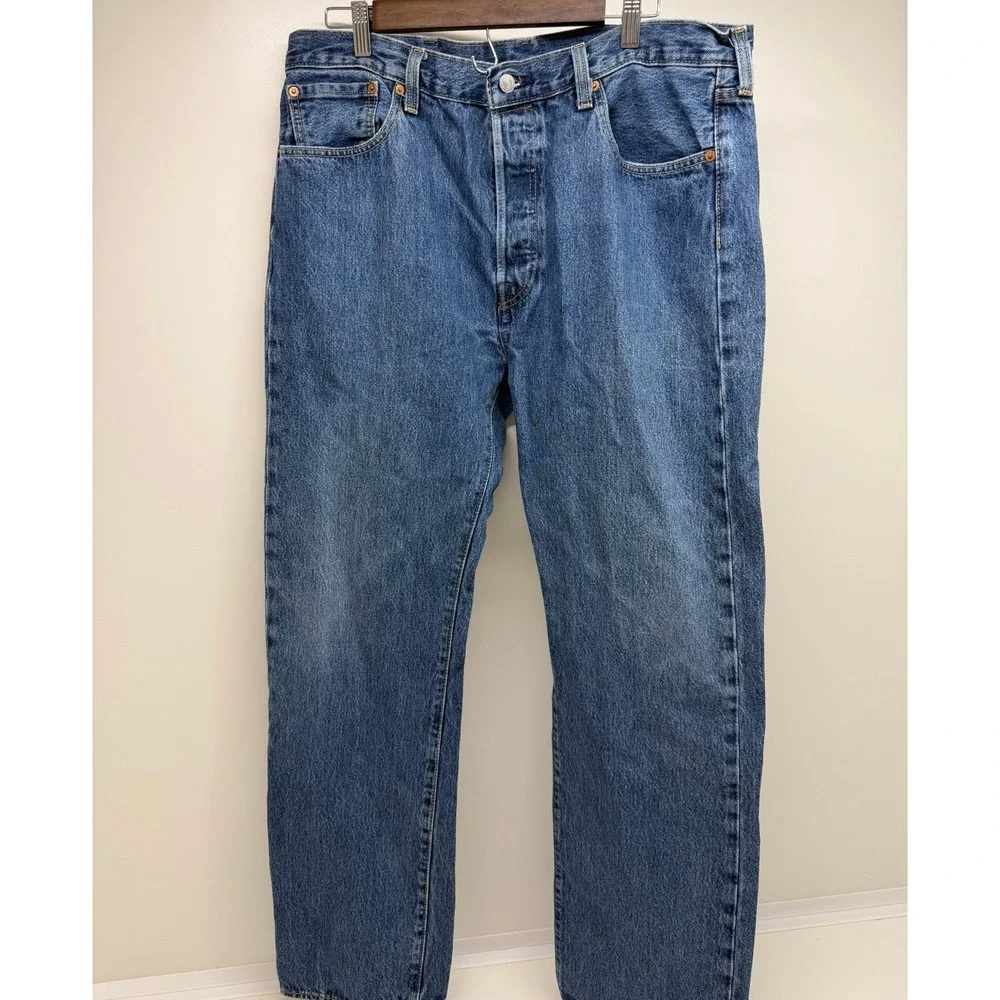 Levi's Jeans Men's 38 Blue 501 Premium Dark Wash Button Fly Straight Denim 38x34